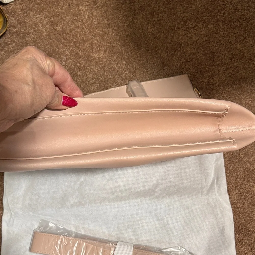 New New Michael Kors Light Pink Logo Tote Front Pocket Dust Bag Faux Leather